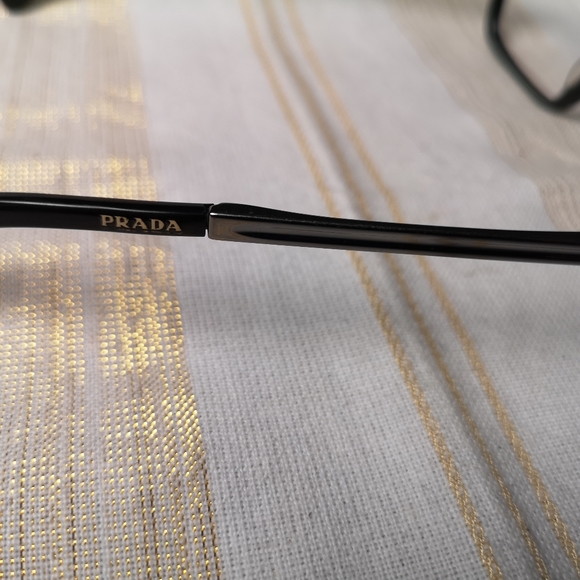 PRADA VPR 15N BRO-1O1 Eyeglasses Frames Black Polished Silver Square 56-17-140 - Picture 10 of 12